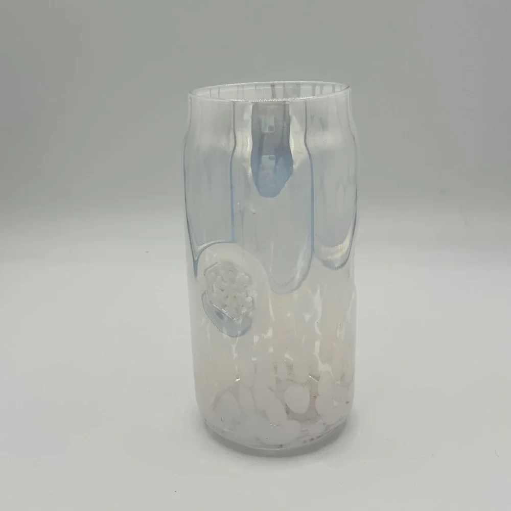 Anthropologie Festive Confetti Icon Juice Glass Tumbler Snowflake Iridescent